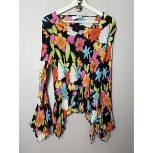 Dress U II by Sharon Tunic Top XL Colorful Art To Wear Fairy Crinkle Blouse Y2K